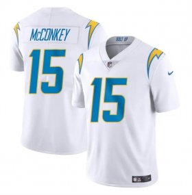 Cheap Men\'s Los Angeles Chargers #15 Ladd McConkey White 2024 Draft Vapor Limited Football Stitched Jersey