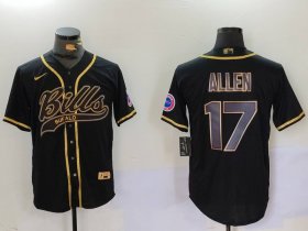 Cheap Men\'s Buffalo Bills #17 Josh Allen Black Cool Base Stitched Baseball Jerseys