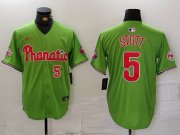 Men's Philadelphia Phillies #5 Bryson Stott Number Green With Patch Stitched Cool Base Nike Jersey