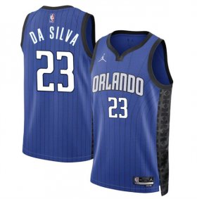 Men\'s Orlando Magic #23 Tristan Da Silva Blue 2024 Draft Statement Edition Stitched Basketball Jersey