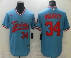 Wholesale Cheap Men's Minnesota Twins #34 Kirby Puckett Light Blue Pullover Throwback Cooperstown Nike Jersey