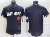 Wholesale Cheap Men's Baltimore Orioles Blank Black 2023 City Connect Flex Base Stitched Jersey 1