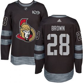 Wholesale Cheap Adidas Senators #28 Connor Brown Black 1917-2017 100th Anniversary Stitched NHL Jersey