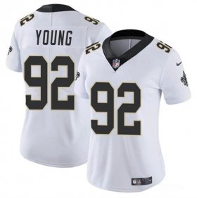 Cheap Women\'s New Orleans Saints #92 Chase Young White Vapor Stitched Game Jersey(Run Small)