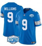 Cheap Men's Detroit Lions #9 Jameson Williams Blue 2024 NFC North Champions F.U.S.E. Vapor Limited Stitched Jersey