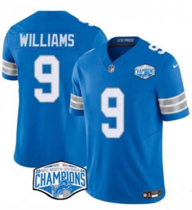 Cheap Men\'s Detroit Lions #9 Jameson Williams Blue 2024 NFC North Champions F.U.S.E. Vapor Limited Stitched Jersey