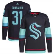 Cheap Men's Seattle Kraken #31 Philipp Grubauer Navy Home Stitched Jersey