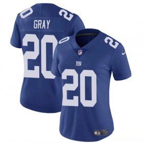 Cheap Women\'s New York Giants #20 Eric Gray Blue Vapor Stitched Jersey(Run Small)