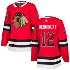 Wholesale Cheap Adidas Blackhawks #12 Alex DeBrincat Red Home Authentic Drift Fashion Stitched NHL Jersey