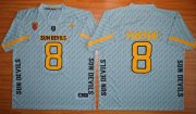 Wholesale Cheap Men's Arizona State Sun Devils #8 D.J. Foster Gray Desert Ice 2015 College Football Jersey