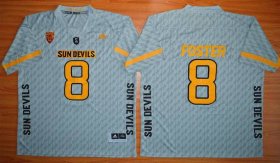 Wholesale Cheap Men\'s Arizona State Sun Devils #8 D.J. Foster Gray Desert Ice 2015 College Football Jersey