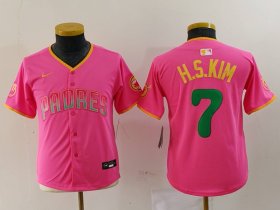 Cheap Youth San Diego Padres #7 Ha Seong Kim Pink Fashion Baseball Jersey