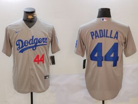 Men\'s Los Angeles Dodgers #44 Vicente Padilla Number Grey Cool Base Stitched Jersey