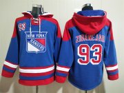 Wholesale Cheap Men's New York Rangers #93 Mika Zibanejad Blue Ageless Must Have Lace Up Pullover Hoodie