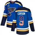 Wholesale Cheap Adidas Blues #9 Shayne Corson Blue Home Authentic USA Flag Stanley Cup Champions Stitched NHL Jersey