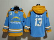 Wholesale Cheap Men's Los Angeles Chargers #13 Keenan Allen Blue Ageless Must-Have Lace-Up Pullover Hoodie