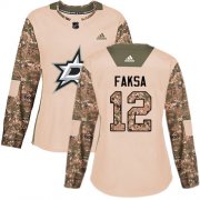 Cheap Adidas Stars #12 Radek Faksa Camo Authentic 2017 Veterans Day Women's Stitched NHL Jersey