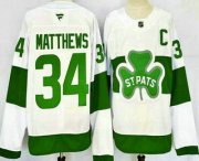 Cheap Men's Toronto Maple Leafs #34 Auston Matthews White St Pats Authentic Jersey