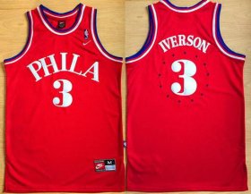 Wholesale Cheap Men\'s Philadelphia Sixers #3 Allen Iverson 1964 Red Hardwood Classics Soul Swingman Throwback Jersey