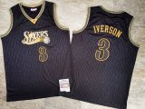 Wholesale Cheap Men's Philadelphia 76ers #3 Allen Iverson 2000-01 Black Hardwood Classics Soul AU Jersey