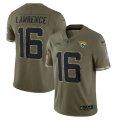 Wholesale Cheap Men's Jacksonville Jaguars #16 Trevor Lawrence Olive 2022 Salute To Service Limited Stitched Jersey