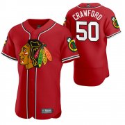 Wholesale Cheap Chicago Blackhawks #50 Corey Crawford Men's 2020 NHL x MLB Crossover Edition Baseball Jersey Red