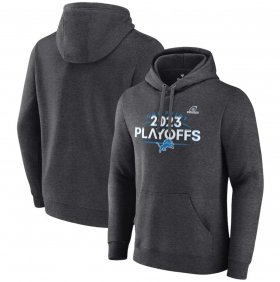 Cheap Men\'s Detroit Lions Heather Charcoal 2023 Playoffs Fleece Pullover Hoodie