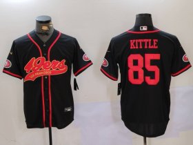 Cheap Men\'s San Francisco 49ers #85 George Kittle Black With Patch Cool Base Stitched Baseball Jerseys