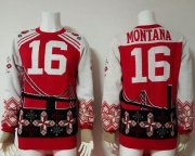 Wholesale Cheap Nike 49ers #16 Joe Montana Red/White Men's Ugly Sweater