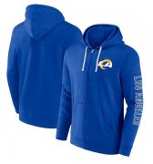 Cheap Men's Los Angeles Rams Royal Offensive Lineup Hoodie Full-Zip Hoodie