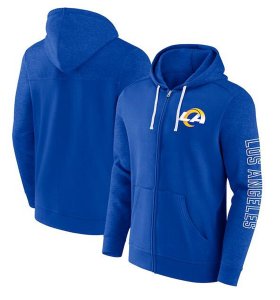 Cheap Men\'s Los Angeles Rams Royal Offensive Lineup Hoodie Full-Zip Hoodie