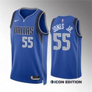 Cheap Men's Dallas Mavericks #55 Derrick Jones Jr Blue Icon Edition Stitched Basketball Jersey