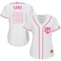 Wholesale Cheap Twins #22 Miguel Sano White/Pink Fashion Women's Stitched MLB Jersey