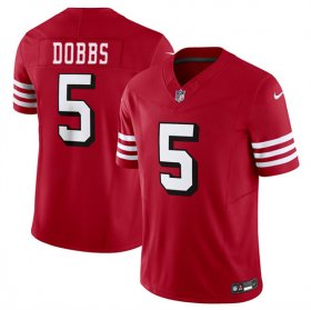 Cheap Men\'s San Francisco 49ers #5 Josh Dobbs New Red 2024 F.U.S.E. Vapor Untouchable Limited Football Stitched Jersey