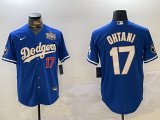 Cheap Men's Los Angeles Dodgers #17 Shohei Ohtani 2024 World Series Champions Cool Base Stitched Baseball Jersey