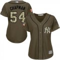 Wholesale Cheap Yankees #54 Aroldis Chapman Green Salute to Service Women's Stitched MLB Jersey