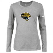 Wholesale Cheap Women's Nike Jacksonville Jaguars Of The City Long Sleeve Tri-Blend NFL T-Shirt Light Grey