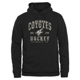 Wholesale Cheap Men\'s Arizona Coyotes Black Camo Stack Pullover Hoodie