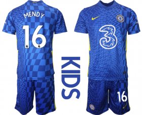 Wholesale Cheap Youth 2021-2022 Club Chelsea FC home blue 16 Nike Soccer Jerseys