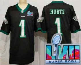 Cheap Women\'s Philadelphia Eagles #1 Jalen Hurts Limited Black Super Bowl LVII Vapor Jersey