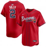 Cheap Men's Atlanta Braves #2 Jorge Soler Red 2024 Alternate Limited Stitched Baseball Jersey