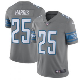 Wholesale Cheap Nike Lions #25 Will Harris Gray Men\'s Stitched NFL Limited Rush Jersey