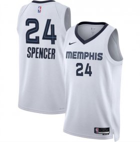 Cheap Men\'s Memphis Grizzlies #24 Cam Spencer White 2024 Draft Association Edition Stitched Jersey