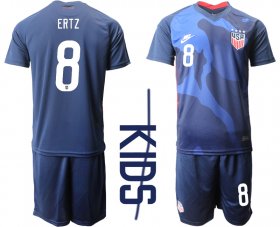 Wholesale Cheap Youth 2020-2021 Season National team United States away blue 8 Soccer Jersey