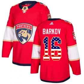 Wholesale Cheap Adidas Panthers #16 Aleksander Barkov Red Home Authentic USA Flag Stitched NHL Jersey