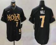 Cheap Men's New Orleans Saints #7 Taysom Hill Number Black Nola Baseball Jersey