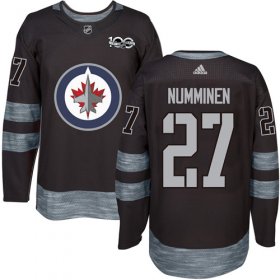 Wholesale Cheap Adidas Jets #27 Teppo Numminen Black 1917-2017 100th Anniversary Stitched NHL Jersey