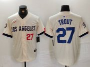 Cheap Men's Los Angeles Dodgers #27 Mike Trout Number Cream 2024 City Connect Limited Stitched Jerseys