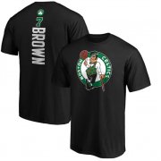 Cheap Men's Boston Celtics #7 Jaylen Brown Black Name & Number T-Shirt