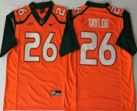 Wholesale Cheap Men\'s Miami Hurricanes #26 Sean Taylor Orange Stitched NCAA Nike College Football Jersey